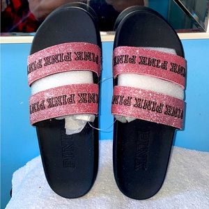 Victoria Secret Pink Shimmering Slides NEW LG